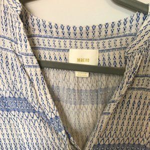 Maeve Linen Tunic Anthropologie, Blue and White